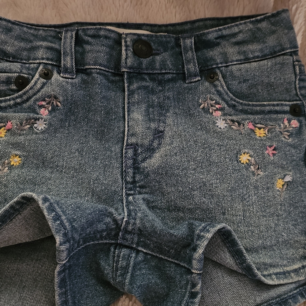 Embroidered Denim Shorts And Skirt